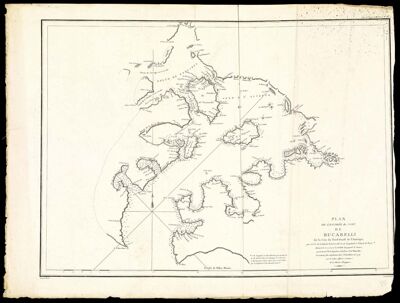 Plan de l'entrée du port de Bucarelli sur la côte du nord-ouest de l'Amerique : par 55°15 de latitude nord et 136°15 de longitude a l'ouest de Paris ...