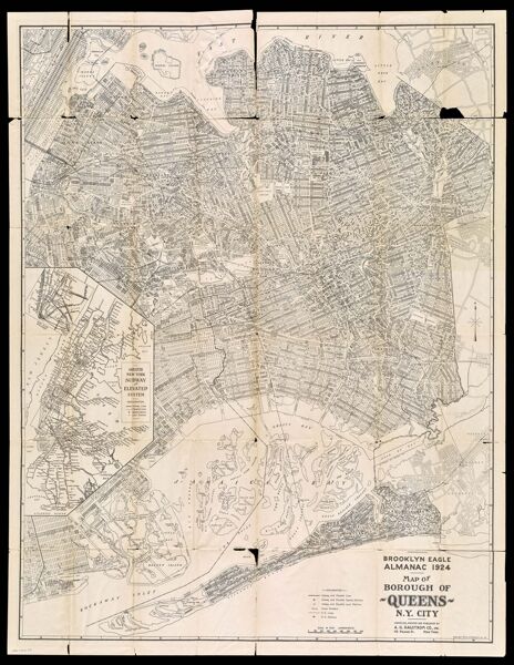 Supplement to the Brooklyn eagle almanac 1923 : [Map of boroughs of Manhattan and the Bronx -- Map of borough of Brooklyn -- Map of borough of Queens -- Greater New York and Vicinity]