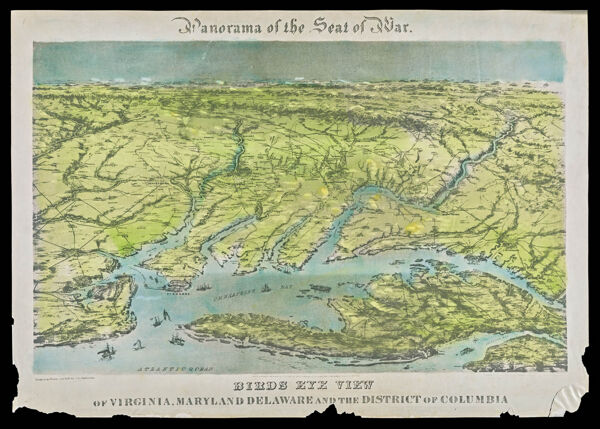 Panorama of the Seat of War  Birds Eye View of Virginia, Maryland Delaware and the District of Columbia
