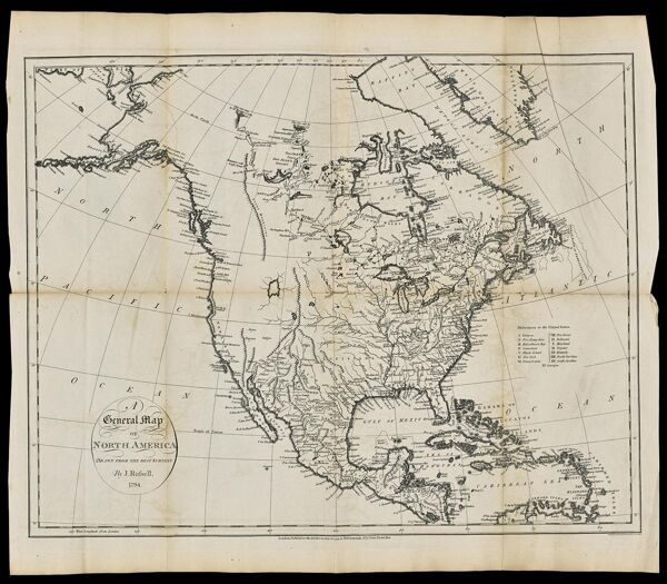 A General Map of North America, Drawn from the Best Surveys. By J. Russell, 1794.
