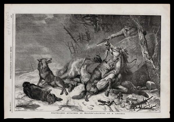 Travellers Attacked by Wolves -- Painted by R. Ansdell