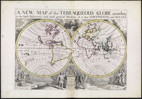 A New Map of the Terraqueous Globe according to the latest discoveries and most general Divisions of it into Continents and Oceans.