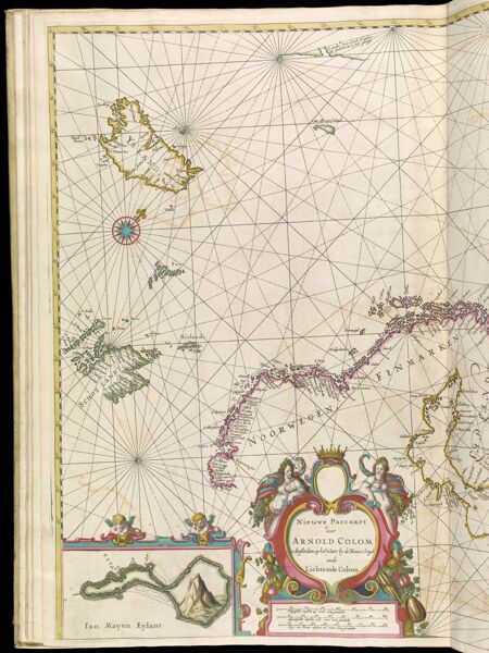 Pascaarte Van de Noord Zee [with manuscript 4. found in upper right hand corner]