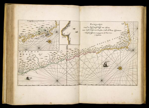 Pas-kaarte van de Zuyd-west-kust van Africa; van Cabo Negro tot beoosten Cabo de Bona Sperance. Nüwlyks besgreven en uyt-gegeven by Pieter Goos. t' Amsterdam