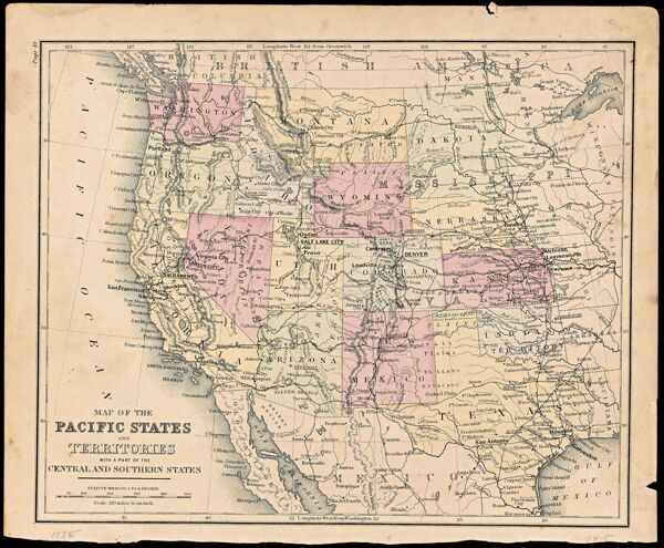 Map of the Pacific States and Territories with a Part of the Central and Southern States
