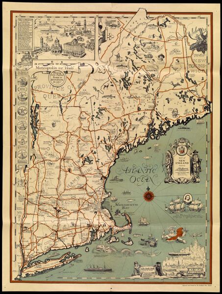 Map of New England / arranged from colonial maps of Bleau, Speed & others by Griswold Tyng ; engraved ... by the Southgate Press, Boston