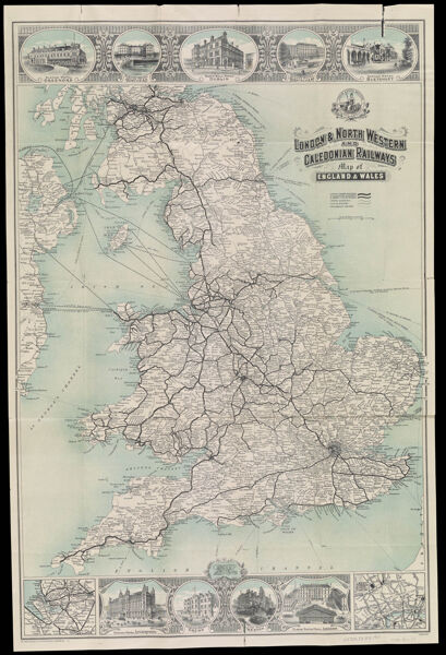 London and North Western Caledonian Railways Map of England and Wales