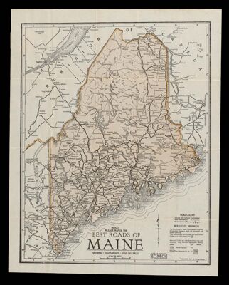 Midget mileage map of the best roads of Maine : showing paved roads, road distances