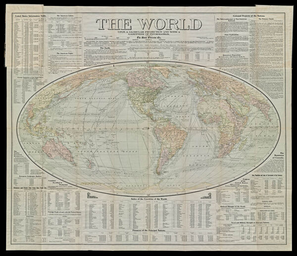 The World : upon globular projection and with a gazetteer of information