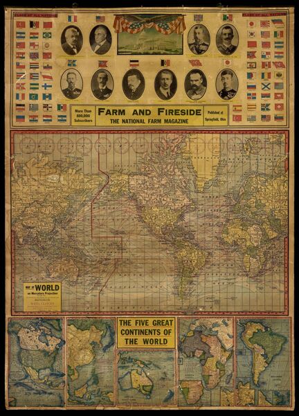 Farm and Fireside : The National Farm Magazine [3 large sheets designed for wall-hanging, containing maps and other information]