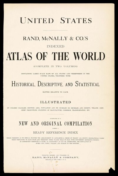 [TITLE PAGE] Rand McNally and Co.'s Indexed Atlas of the World (complete in two volumes) . . .