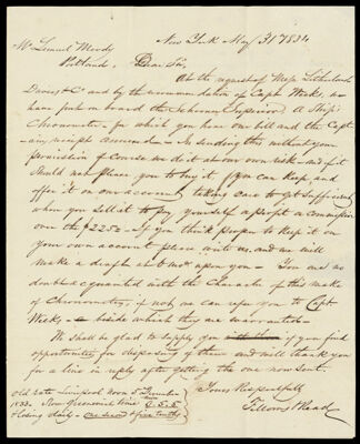 [Correspondence, 1834 - 3 letters from Fellows & Read to Lemuel Moody]