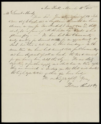 [Correspondence, 1835 - 4 letters from Fellows Read & Co. to Lemuel Moody]