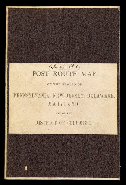 Post route map of the states of Pennsylvania, New Jersey, Delaware and Maryland and of the District of Columbia with adjacent parts of New York, Ohio, Virginia and West Virginia, showing post offices with the intermediate distances and mail routes in operation on the 1st of December 1884 published by order of Postmaster General Walter Q. Gresham under the direction of W.L. Nicholson, topographer P.O. Dept.