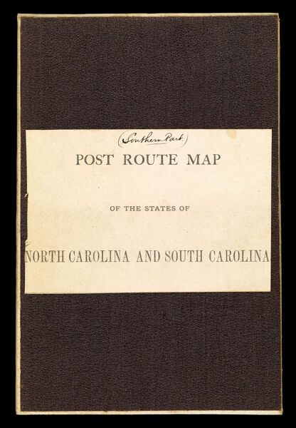 Post route map of the states of North Carolina and South Carolina with adjacent parts of Georgia, Tennessee, Kentucky, West Virginia and Virginia  showing post offices with the intermediate distances and mail routes in operation on the 1st of December 1884 published by order of Postmaster General Walter Q. Gresham under the direction of W.L. Nicholson, topographer P.O. Dept.