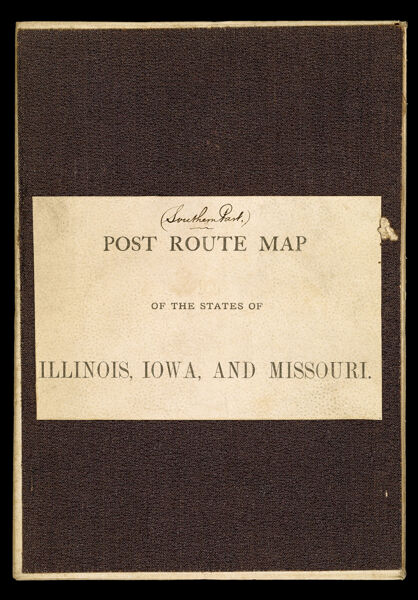 Post route map of the states of Illinois, Iowa, and Missouri.
