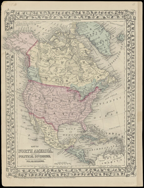 Map of North America. Showing its Political Divisions, and Recent Discoveries in the Polar Regions