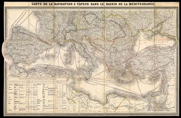 Carte de la Navigation a Vapeur dans le Bassin de la Meriterranee