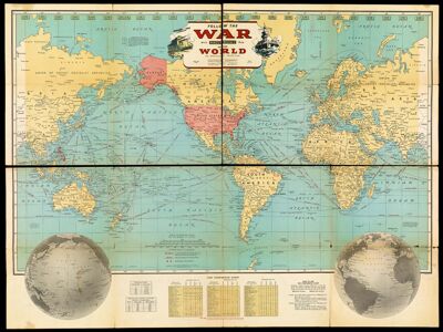 Follow the War with Hagstrom's Map of the World and detail maps of Europe, Mediterranean, North Africa, Pacific, Aleutians