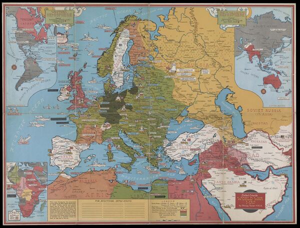 Dated Events World War Map  by Stanley Turner A.R.C.A.