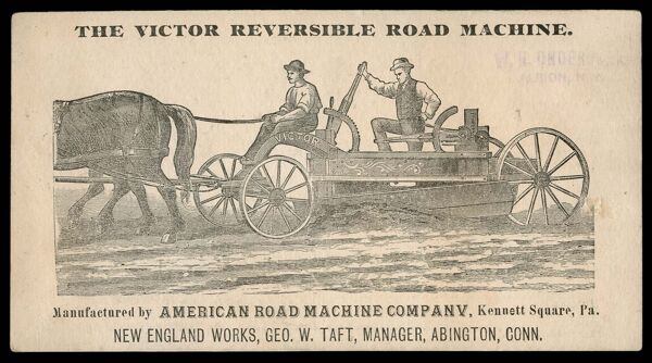 The Victor Reversible Road Machine, Manufactured by American Road Machine Company, Kennett Square, Pa.