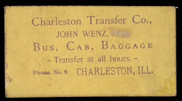 Charleston Transfer Co., John Wenz, Bus, Cab, Baggage Transfer at all hours.