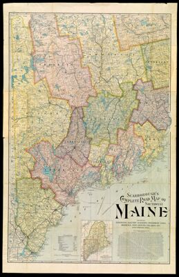 Scarborough's Complete Road Map of Southwest Maine Showing Railroads, Electric Railways, Steamboat Lines, Highways, Post Offices, Villages, Etc., with Complete Index