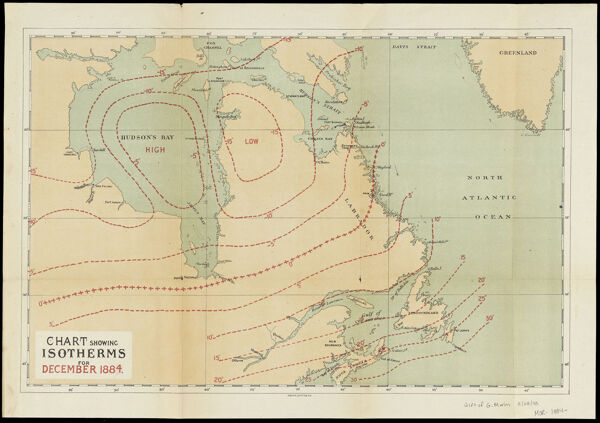 Chart Showing Isotherms for December 1884