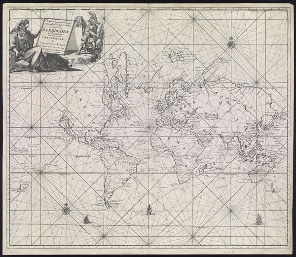 Wassende graade Kaart van alle bekende Zeekusten op den geheelen Aardbodem : door C. J. Voogt Geometra.