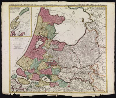 Kaart van't Graafschap Holland  Naauwkeurig Afgedeelt in zyne Heemraadschappen, Baljuwschappen en Waarden