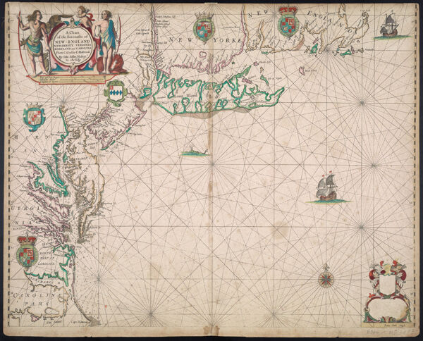 A Chart of the Sea coasts of New England, New Jarsey, Virginia, Maryland and Carolina From C. Cod to C. Hatteras By John Seller Hydrogr. to the King