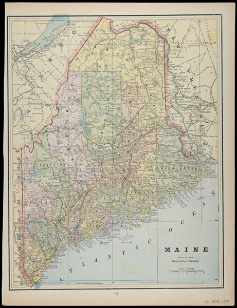 Maine Engraved for Standard Atlas of the World