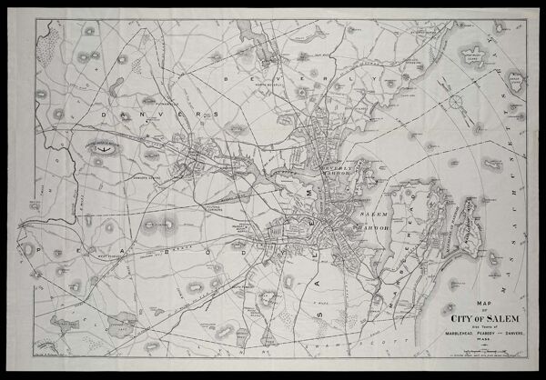 Map of City of Salem  Also towns of Marblehead, Peabody and Danvers, Mass.