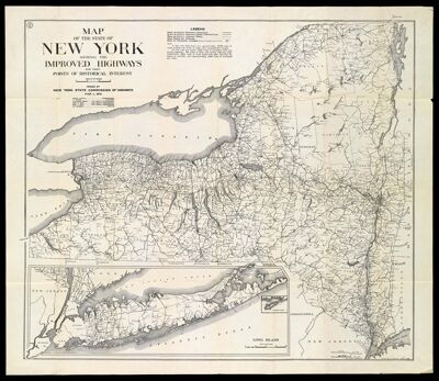Map of the State of New York showing the Improved Highways and many Points of Historical Interest issued by the New York State Commission of Highways.