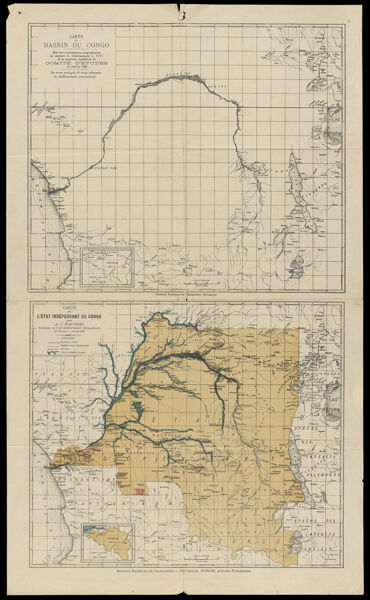 Carte De Bassin Du Congo; Carte De L'etat Independent Du Congo