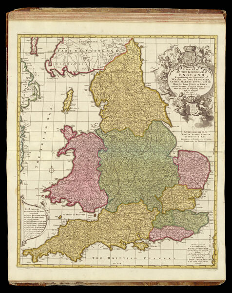 A new mapp of the kingdome of England, representing the princedom of Wales, and other provinces, cities, market towns, with the roads from town to town. And the number of reputed miles between them, are given by inspection without scale or compass.