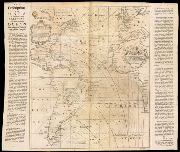 A New and Correct Chart Shewing the Variations of the Compass in the Western & Southern Oceans as observed in ye year 1700 by his Maties: command by Edm. Halley