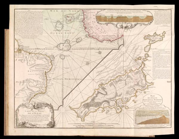 Carte de la Partie de l'Ocean Vers l'Equateur entre les Cotes d'Afrique et d'Amerique ou la Situation des Isles, Bancs, et Vigies, montre qu'elles peuvent etre soit la disposition du fonds de la Mer, entre les deux Continents soit la cause des varietes observees dans les Courants de ces Mers. Dressee par Philippe Buache Premier Geographe de sa Majeste et de l'Academie Royale des Sciences. [Pl. XVIII.]
