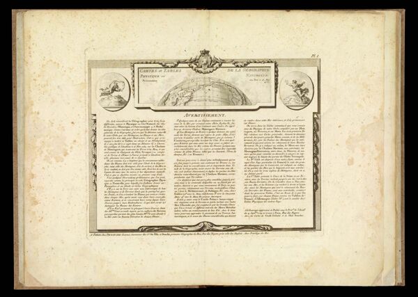 Cartes et Tables Physique ou Presentees. De La Geographie Naturelle. au Roi le 15. Mai 1757.