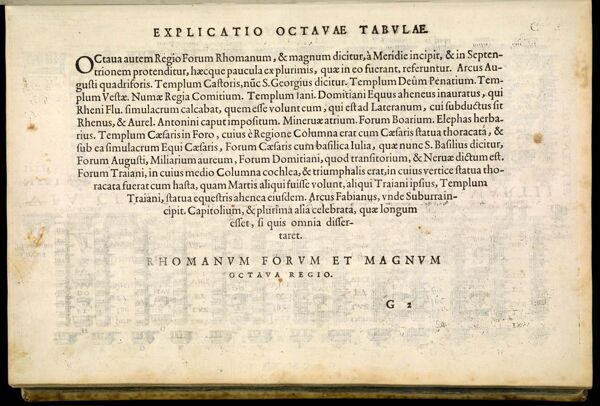 Explicatio octavae tabulae. Rhomanum forum et magnum octava regio. [Sheet G2]