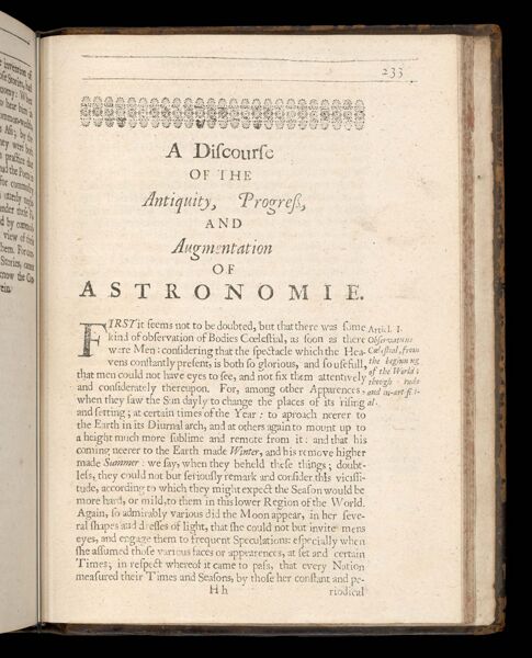 A discourse of the antiquity, progress, and augmentation of Astronomie.