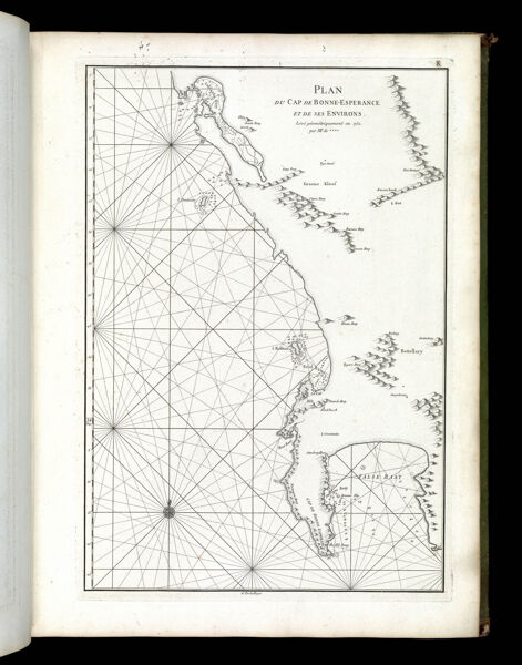 Plan Cap de Bonne-Esperance et de ses Enbirons. Leve geometriquement en 1752 par Mr. de [concluding with four star like characters on the map]