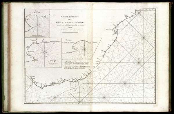 Carte Reduite de la cote Meridionale d'Afrique, depuis la Baye de Saldagne jusquau Cap de Courans. Dressee sur les Memoires et les observations les plus exactes.