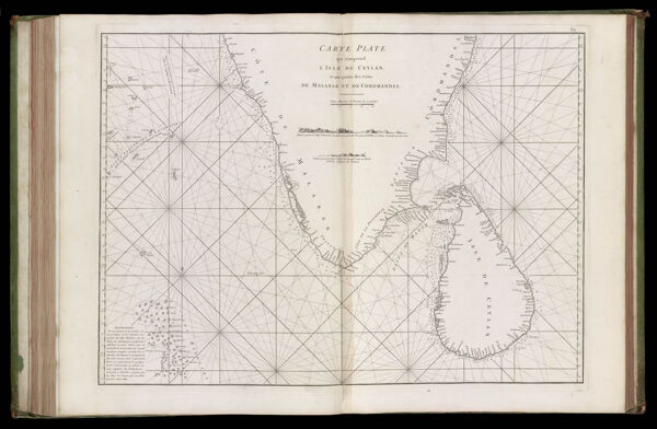 Carte Plate qui comprend l'Isle de Ceylan, et une partie de cotes de Malabar et de Coromandel.