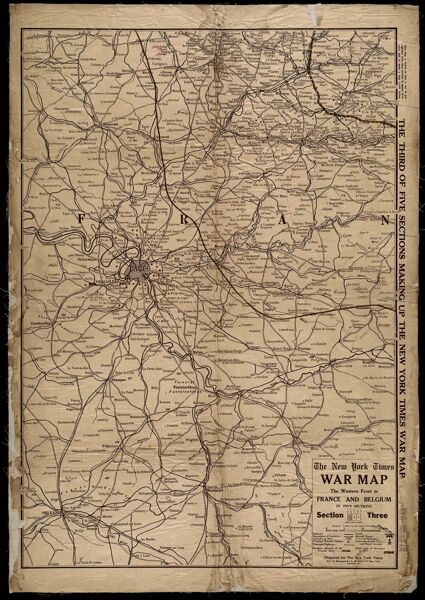 The New York Times War map : the western front in France and Belgium in Five Sections Section Three