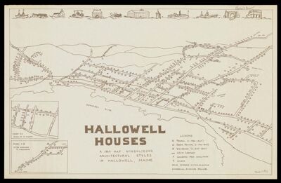 Hallowell Houses : a 1968 map symbolizing architectural styles in Hallowell, Maine
