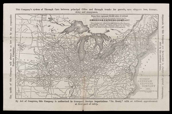 Routes of American Express Company, 1881
