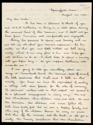 [Letter from Arthur G. Merriam to his sister-in-law Mary Cecilia (Bowers) Merriam]