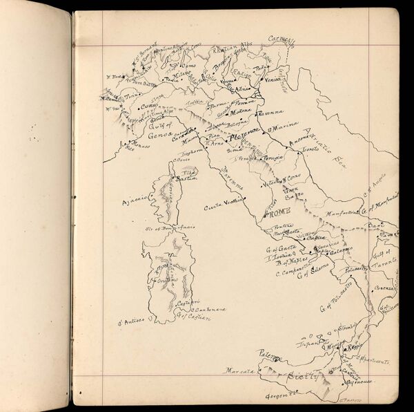 [Untitled Map of Italy, Corsica, Sicily and Sardinia]