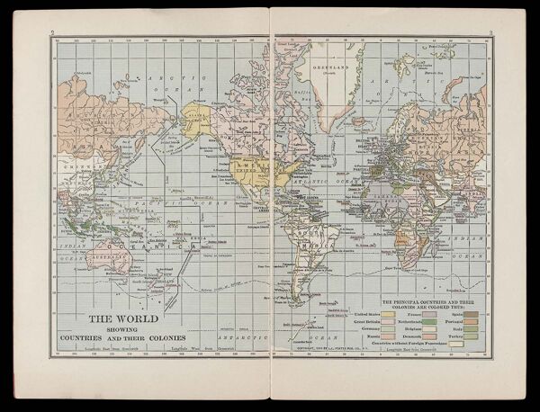 The World showing countries and their colonies